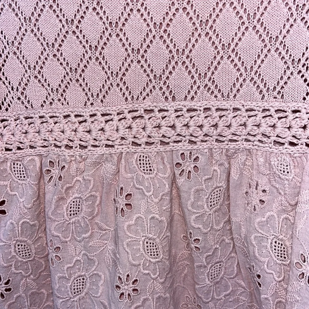 Cynthia Steffe sleeveless eyelet dress blush pink Sz L